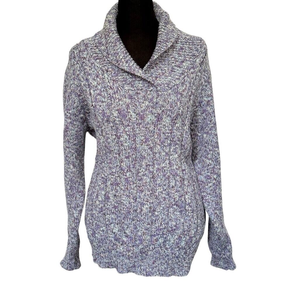 Dress Barn Women’s Multi Sweater 14/16 Elastic Waist Cottage Cabin Winter Skiing
